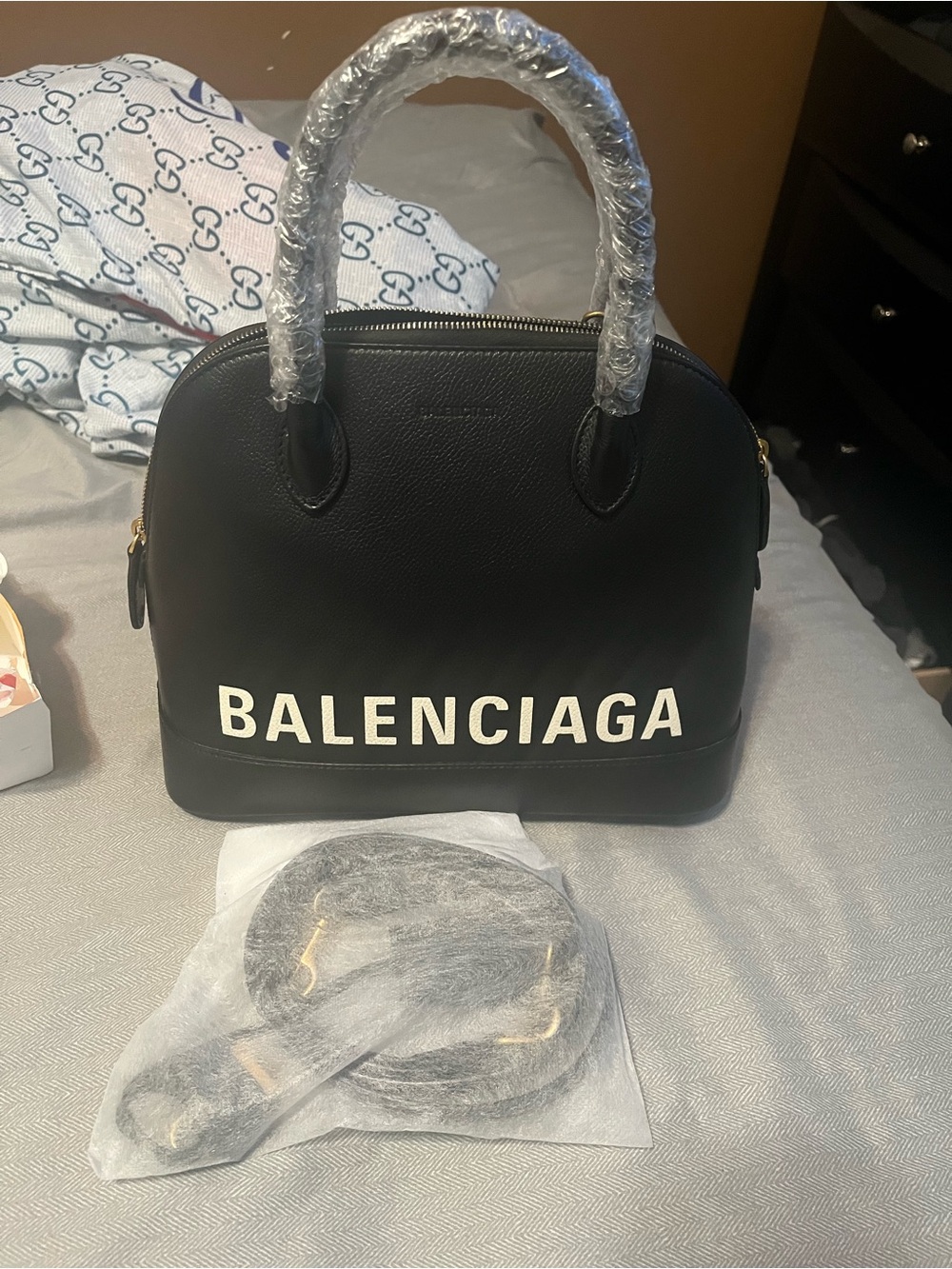 Balenciaga Black Satchel with White Logo
